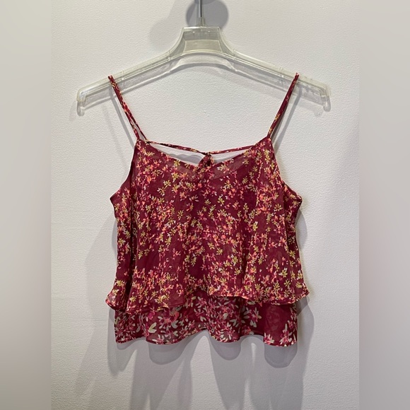 Express NWT Top $39.90 Spaghetti Strap Floral Layered Flowers Small Petite - Picture 6 of 7